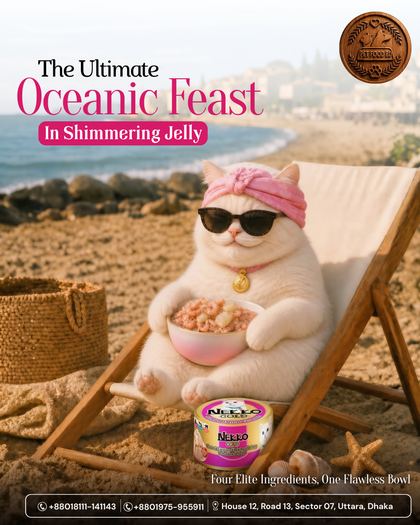 Oceanic Feast cat food AI ad graphic