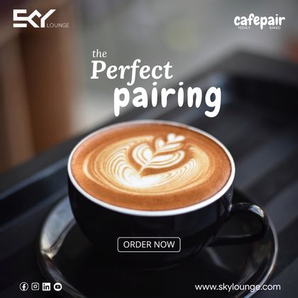 Sky Lounge × Cafepair AI ad graphic