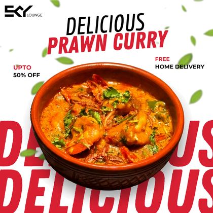 Sky Lounge prawn curry AI ad graphic